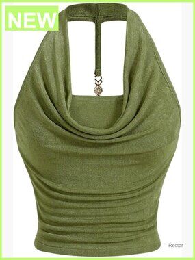 Halter Crop Top Sleeveless Backless Cami Going Out Summer Outfit